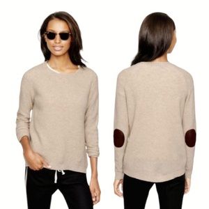 J Crew crew neck sweater with elbow patches size xs in camel color